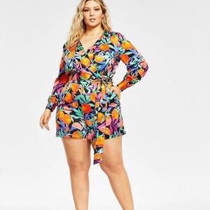 NWOT Nina Leonard Tropical Romper 3X
